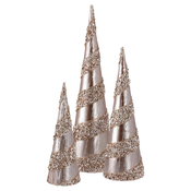 FESTA Novogodišnja dekoracija Jelke Velvet, 3 Komada, 15x52cm, 14x42cm, 10.5x31cm, Zlatne boje
