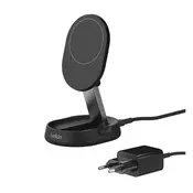 iPhone Air BELKIN BOOSTCHARGE PRO stolni punjač 15W, Qi2 + napajanje, CRNA WIA008VFBK