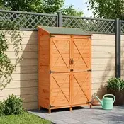 vidaXL Vrtno skladišče Rjava 106 x 56 x 176,5 cm Inženirski les
