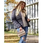 Resti Navy blue womens quilted jacket with hood and fur- Clothing