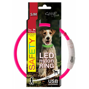 Dog Fantasy LED pasja ovratnica, najlon, roza, vel. 45
