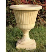 Casa Padrino baroque garden decorative flower pot sand A� 39 x H. 52 cm - Round baroque style plant pot - Baroque garden decoration - Baroque terrace decoration - Baroque decoration accessories