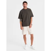Ombre Unisex sweat shorts with drawstring waist - cream