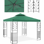 UNIPRODO Vrtni gazebo paviljon z ornamentom, zložljiv, 3 x 3 x 2,6 m, zelen, (21091288)