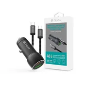 Devia ST112773 Extreme Speed Series 30W PD+QC USB+USB-C crni adapter za punjenje u automobilu + USB-C kabel