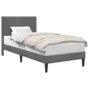 Vidaxl Konstrukcija postelje z vzglavjem Temno siva 100 x 190 cm Žamet