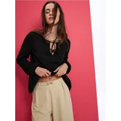 Sinsay - Bluza sa ukrasnim volanima - crno