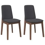 Vidaxl Jedilni stoli z blazinami 2 kosa Brown Solid Wood Rubber