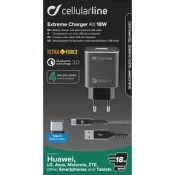 Cellularline Extrem Charger 18W USB-C 60112 TETRACHHUKITQCTYCK f. Blackberry, HTC, Samsung