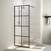 Vidaxl Pregrada za tuš s prozornim ESG steklom 80x195 cm črna