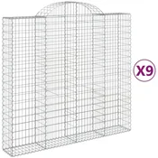 Vidaxl Obokane gabion košare 9 kosi 200x50x180/200 cm pocinkano železo