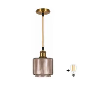 BRILAGI-LED Luster na sajli RETRO GLASS 1xE27/60W/230V O 15 cm zlatna/dimljeno bež