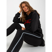 Black casual leggings with lettering on the sides