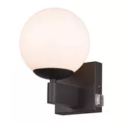 Trio Lighting Stenska svetilka Kula za kopalnico stekleno senčilo IP44 črna - Kopalnica - Sodobni - črna, opalno bela - Kovina