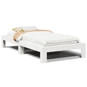 Vidaxl Posteljni okvir brez vzmetnice bel 75x190 cm trdna borovina