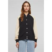Womens Terry Raglan College Jacket - Black/White Sand