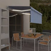 Automatska tenda s roletom i senzorom LED 3,5x2,5m plavo-bijela