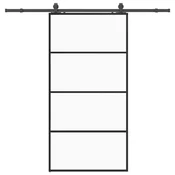 Vidaxl Drsna vrata s kompletom strojne opreme črna 102,5x205 cm ESG steklo