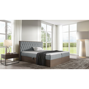 Boxspring postelja Wood 6 - 120x200 cm - temni hrast
