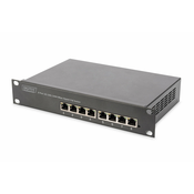 Gigabit Ethernet PoE switch 8-port PoE, 10 inch, 80W PoE budget