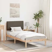 vidaXL Posteljni okvir z oblazinjenim vzglavjem Taupe 90 x 190 cm