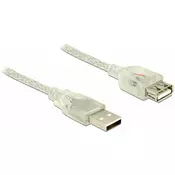 DELOCK Podaljšek USB A-A 0,5m Delock transparent dvojno oklopljen 83880
