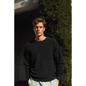 Trendyol Black Oversize Crew Neck Plain Knitwear Sweater