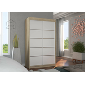 Garderobna omara z drsnimi vrati Benisso - 120 cm - sonoma hrast/bela