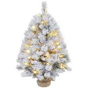 Homestar Božično drevo 92 cm z LED lučmi, snežnimi vejami, storži, negorljivo, betonska podlaga