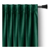 Temno zelena žametna zavesa za delno zatemnitev 140x270 cm Pleat – Restilo
