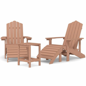 Vrtne stolice Adirondack s osloncem za noge i stolom HDPE smede