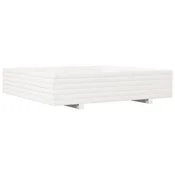 Vidaxl Vrtno cvetlično korito belo 110x110x26,5 cm trdna borovina