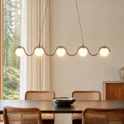 EMIBIG LIGHTING Visoka svetilka SINUS, bež, dolžina 110 cm, 5-žarilna, kovina/steklo - Dnevna soba/jedilnica - Sodobni - bež, opalno bela