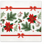 Serviete 20 kosov Praznična poinsettija 33x33 cm