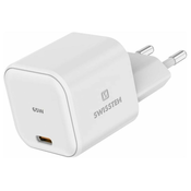 Swissten omrežni adapter GaN 1x USB-C 65W PD bel