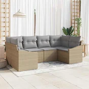 Sjedeća garnitura za vrt 6 kom. Bež i svijetlo siva poliratan 234 x 123.5 x 69 cm