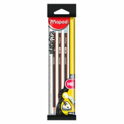 Grafitna olovka Maped, Black Peps, HB, s gumicom, narancasta / siva, 3/1 blister