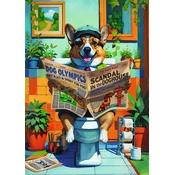 Trefl - Puzzle Premium Plus: hišni ljubljenčki in ljudje: Corgijev toaletni čas - 1 000 kosov