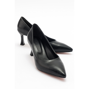 LuviShoes Womens PEDRA Black Skin Heeled Shoes