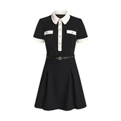 GUESS Obleka Claudie črna/bela