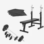 Benc klupa sa stalkom podlogom i setom tegova 100 kg (Crna) ( 101285-00019-0048 )
