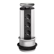 Potopna vtičnica EVOline Port 3xSchuko vtičnica, pokrov inox