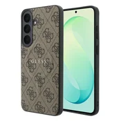 Guess PU usnje 4G zlati okvir magnetni zadnji ovitek za Samsung Galaxy S26 FE rjav