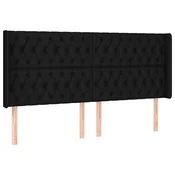 Vidaxl Vzglavje z ušesi črno 183x16x118/128 cm blago