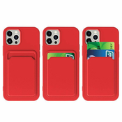 slomart ovitek za kartice silikonska torbica z režo za kartice, dokumenti za samsung galaxy s21 + 5g (s21 plus 5g) rdeča