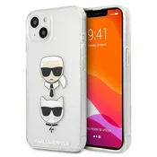 Karl Lagerfeld ovitek Glitter Karls & Choupette Head za iPhone 13 mini - srebrna