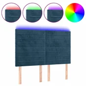 Vidaxl LED posteljno vzglavje temno modro 144x5x118/128 cm žamet