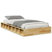 Vidaxl posteljni okvir brez vzmetnice 90x190 cm masivni les hrast