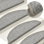Prostirke za stepenice 15 kom 56x17x3 cm svijetlo sive poluokrugle