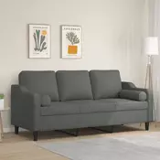 Vidaxl vidaXL Trosed z blazinami, temno siv, 180 cm, blago